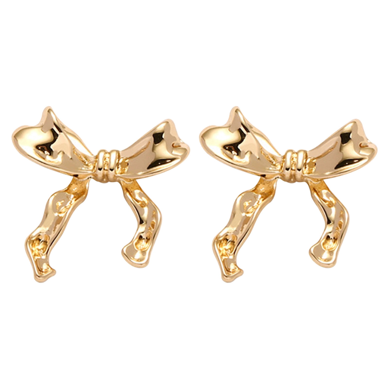 Fashion Dangle Earrings Gold Bow Drop Earrings For Women - Sparkly Ribbon Dangle Fashion Jewelry Gold Bow Drop Earrings Women Dangle Accessories