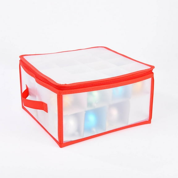 Christmas Ornament Storage Box with 2 Trays,Holds Up to 32 Ornaments Decoration Balls,Plastic Christmas Ball Organizers,Holiday Storage Container with Removable Dividers