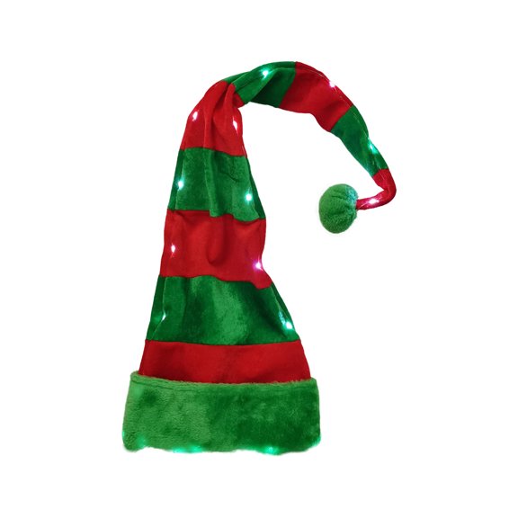 Christmas Santa Hat Light up Christmas Hat Christmas Accessories with LED Lights Soft Holiday Hat for Adults Men and Women
