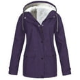 thumbnail image 1 of Hot Sale Clearance Juebong Women Plus Velvet Solid Jackets Outdoor Waterproof Hooded Raincoat Windproof Coats, 1 of 6