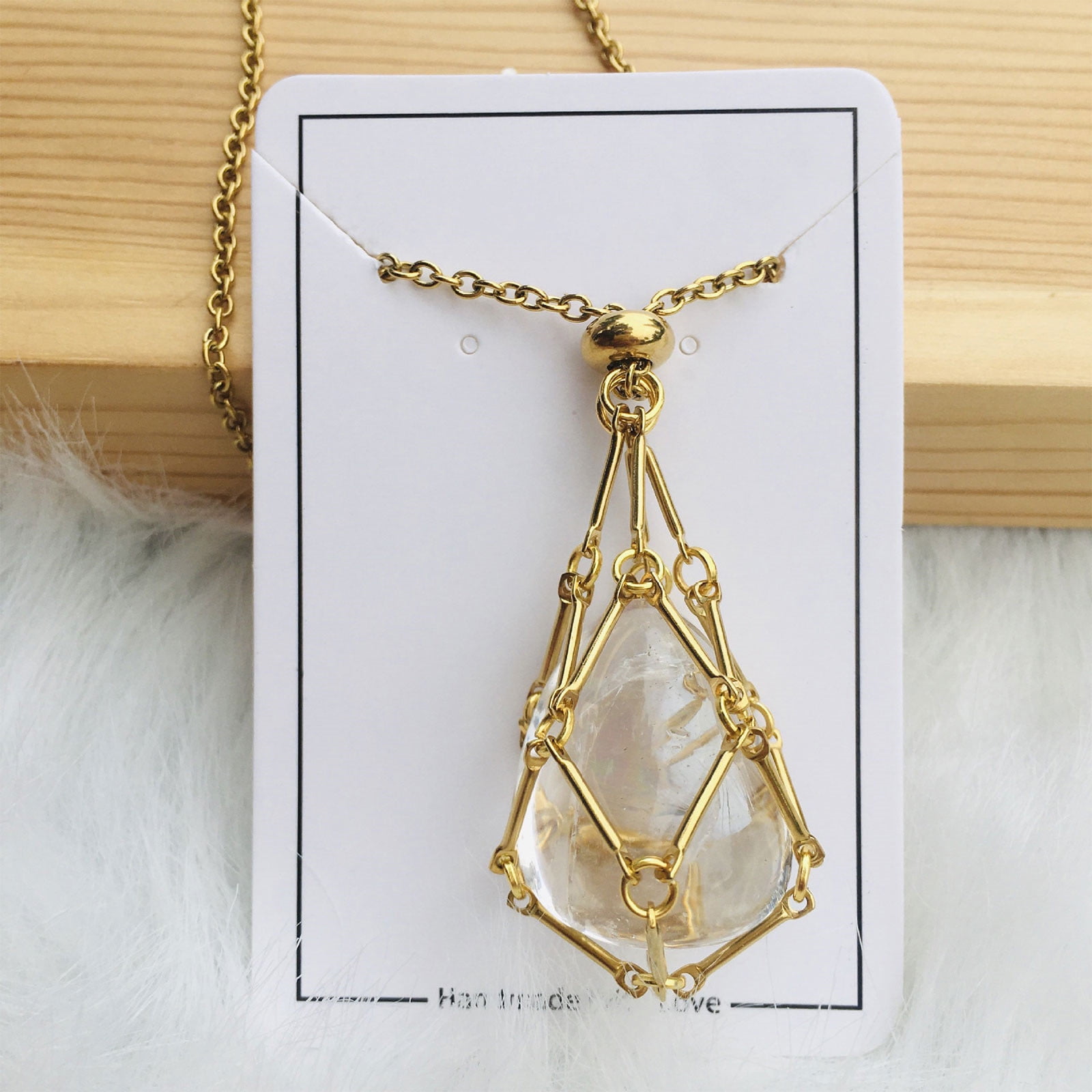 Clearance! Crystal Stone Holder Necklace, Adjustable Length Crystal Pendant Necklace, Adjustable Necklace Cord Crystal Holder Necklace for Women Men