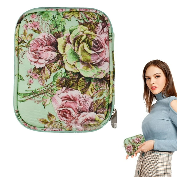 Hot Sale! Dusknt Handmade Knitting Kit, Crochet Hooks Case Empty Zipper Bags Portable Travel Crochet Storage Bag Organizer with Pocket and Crochet Holder Slots for Carrying Various Crochets Needles