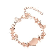 POETANCE Hot Sale Fashion Women Opal Leaf Rose Gold Bracelet Engagement Jewelry Gifts