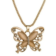 POETANCE Clearance jewelry Hot Sale Fashion Women Rose Gold Opal Butterflys Charm Pendant Long Chain Clearance jewelry for women