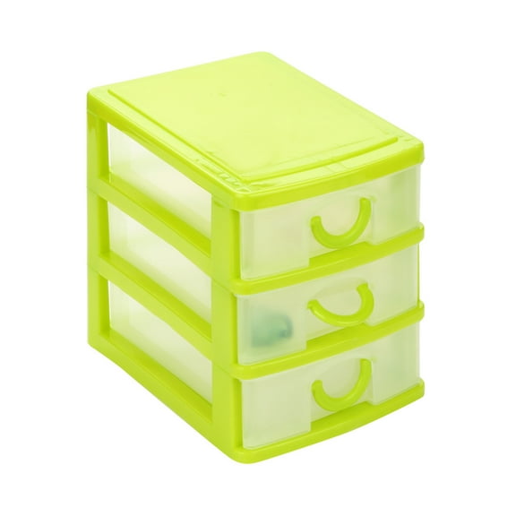 Hot Sale! Fdelink Multi-Layer Storage Box Small Drawer Type Green M (Green Three Layers), Durable Plastic Mini Desktop Drawer Sundries Case Small Objects , 1 3-Layer Storage Boxstorage Case