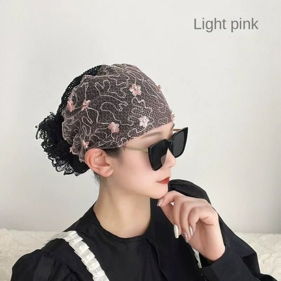 Hot Sale Female Lace Embroider Headwrap Postpartum Cap Cover White Hair Turban Headwear Headband Cap Hair Band 03