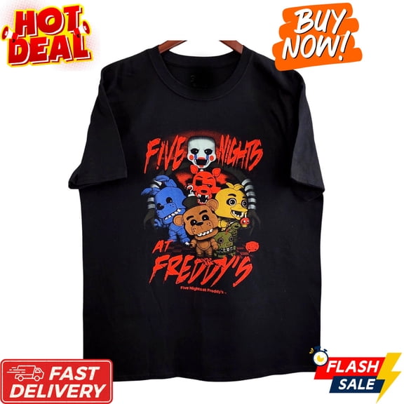 Hot Sale Five Nights Inspired Freddy Fun Pop Graphic Tee Horror Game Fan T-Shirt