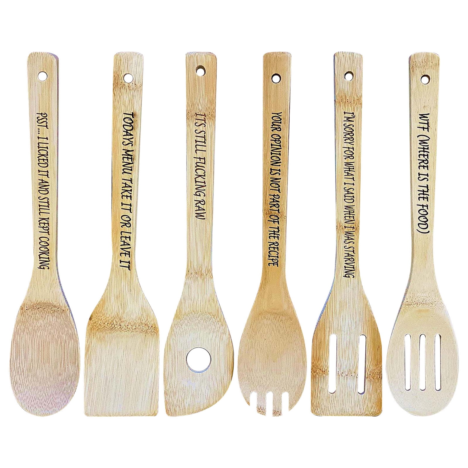 Hot Sale！Funny Wooden Spoon Set 6pcs,Funny Saying Wooden Spoon Set for