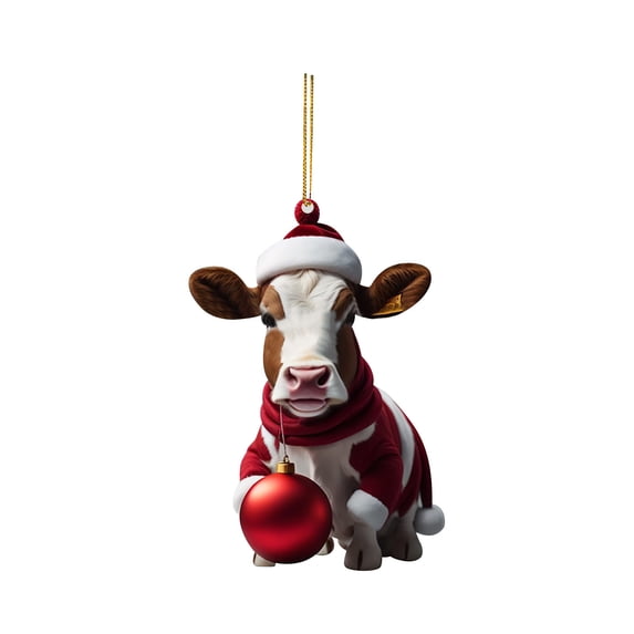 Highland Cow Ornaments for Christmas Tree,Christmas Decoration Cartoon Cow Decorative Hanging Ornament for Cars Backpacks Cute Cattle,Acrylic Animal Decorative Car Interior Pendant
