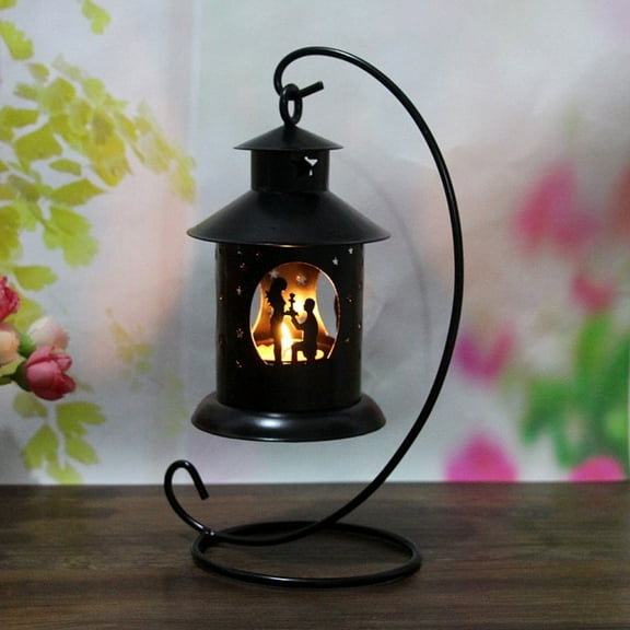 Hot Sale! Home Decor Eguiwyn Hanging Candles Holder Retro Iron Candlestick Lantern Home Party Decor Couple Hollow Candle Holder Moroccan Retro Wedding Candle Holder Black