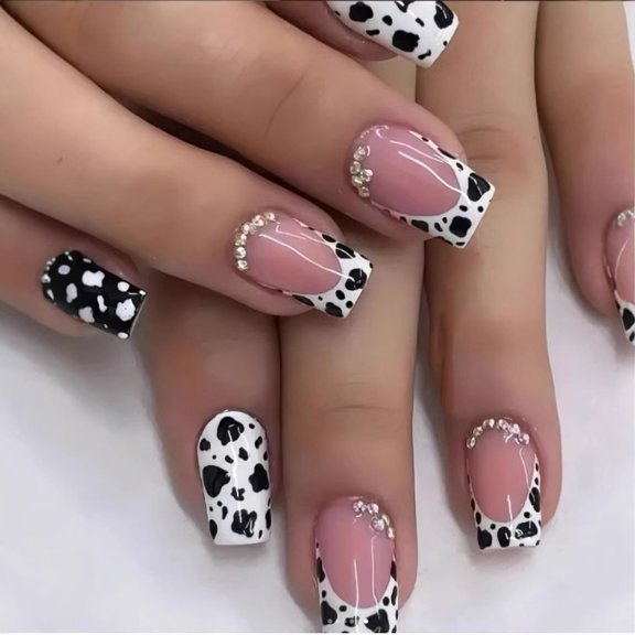 Hot Sale Long Rhinestone Fake Nails, Sparkling Diamond Design Reusable Wearable Nail Patches 24Pcs