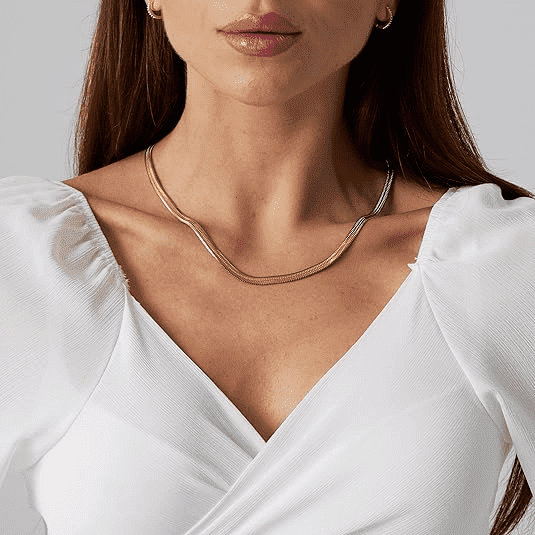 Hot Sale!Masertor 14K Gold Filled Herringbone Choker Necklace Set Double Layer Snake Chain Herringbone Chain Necklace Layering Necklace Set Cuban Chain Necklace for Women 5mm 24in
