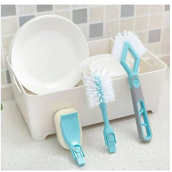 Hot Sale Pedty Cleaning Brush,A Cleaning Rod and Three Cleaning Heads.,One-Pole, Three-Head Multifunctional Cleaning Brush Kitchen Household Cleaning Brush Cup Brush Pot Dish Bowl Brush Gap Brush
