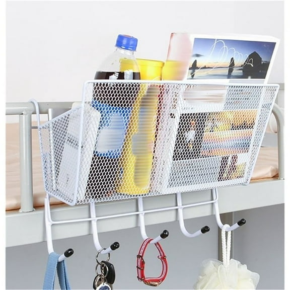 Hot Sale! Plertrvy Dormitory Bedside Storage Shelf For Upper Bunk Bedside Hanging Basket With Hooks Multi Functional Bedside Organizer Convenient And Saving, Shelves, Household Hooks Clearance on Sale