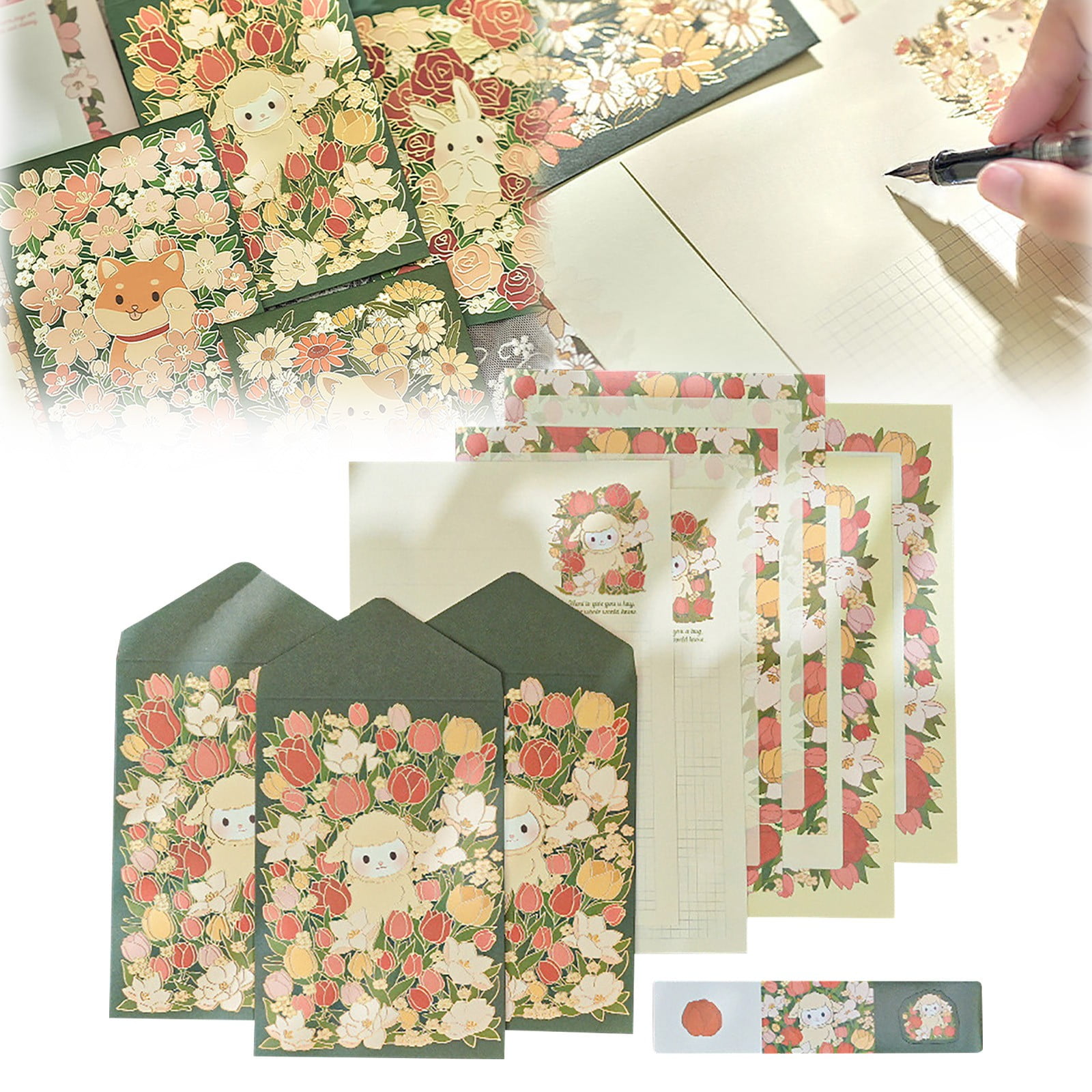 Hot Sale! Stationery Paper and Envelopes Set Cute Animal Patterns