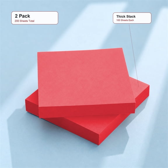 Hot Sale! Sticky Notes*200 Pieces, 3X3 Removable Sticky Notes Bright Red 3*3 Feet Tearable and Super Sticky Notes, Bright Colors 200 Sheets, Plertrvy (Festive Red01020)