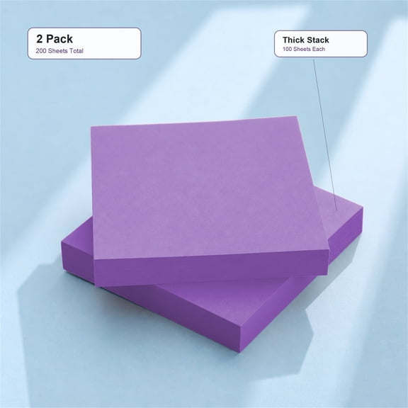 Hot! Sticky Notes*200 Pieces, 3X3 Removable Super Sticky Note Purple 3*3 Feet Tearable and Super Sticky Notes, Bright Colors 200 Sheets, Plertrvy (Star Purple01021)