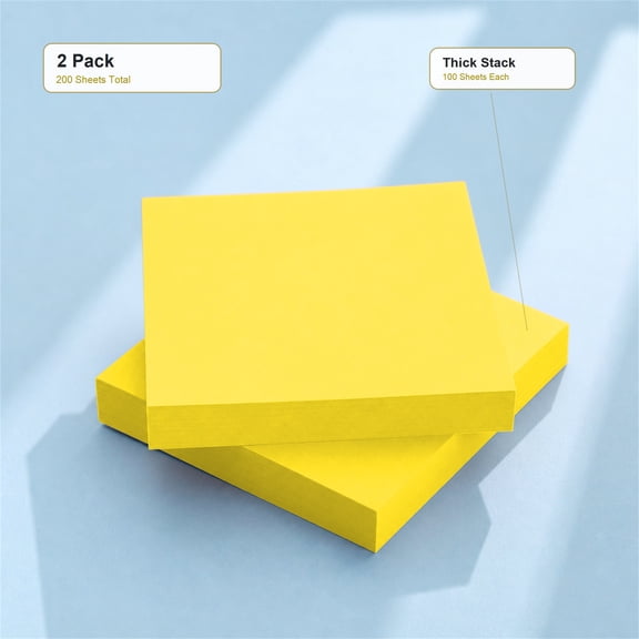 Hot! Sticky Notes*200 Pieces, 3X3 Removable Super Sticky Notes Fluorescent Yellow 3*3 Feet Tearable and Super Sticky Notes, Bright Colors 200 Sheets, Plertrvy (Fluorescent Yellow01026)