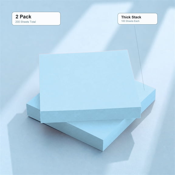 Hot! Sticky Notes*200 Pieces, 3X3 Removable Super Sticky Notes Light Blue 3*3 Feet Tearable and Super Sticky Notes, Bright Colors 200 Sheets, Plertrvy (Light Blue01016)
