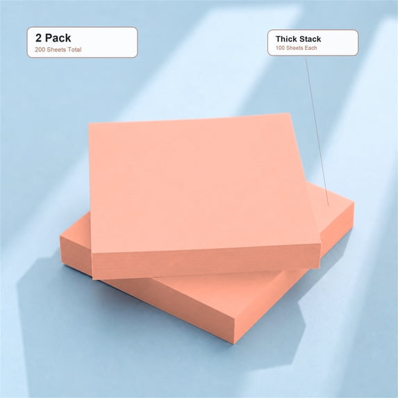 Hot! Sticky Notes*200 Pieces, 3X3 Removable Super Sticky Sticky Note Fluorescent Powder 3*3 Feet Tearable and Super Sticky Notes, Bright Colors 200 Sheets, Plertrvy (L01025)
