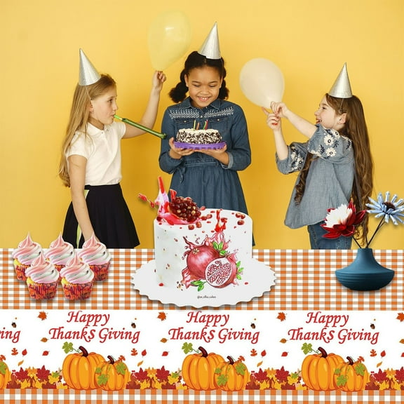Thanksgiving Tablecloth Disposable,53 x 107 Inch Rectangle Waterproof Plastic Fall Thanksgiving Maple Leaf Theme Tablecloth for Harvest Party Table Decoration