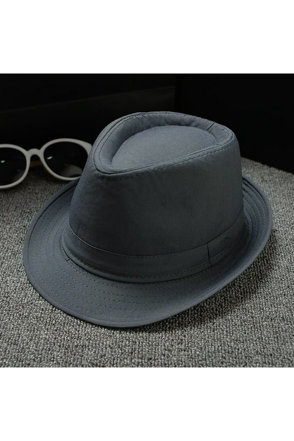 Hot Sale!! Unisex Timelessly Classic Fedora Hat Men Women Short Brim Panama Jazz Cap Men and Women Unibritish Solid Color Jazz Hat Sun Hat Grey One Size