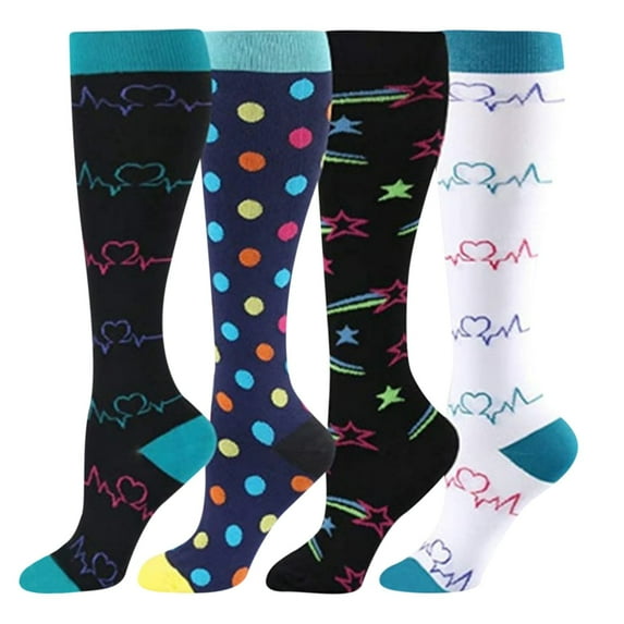 Uooqdmx (4PC)Compression Socks, Compression Running Socks, Athletic Socks, Pairs 4 Compressie Socks Sports Socks Unisex Brede Socks, Knee High Socks, Black 2 L-XL