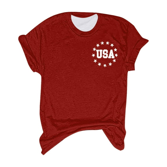 Uooqdmx Womens 4th of July Outfit, Patriotic Shirts for Women, 4th of July Shirts, Womens 4th of July Tops Going Out Tops for Women, Graphic Tees for Women, Red S