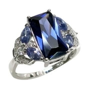 Hot Sale! WEANT Womens 925 Sterling Silver 14K Rose Gold Natural Morganite Diamond Ring, Blue, 9