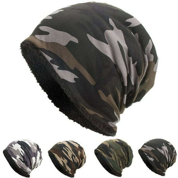 Hot Sale Winter Cotton Cap Plus Velvet Hat Warm Camouflage Men Women Cold Weather Snow Ski Skull Cap Carrying Parts Black