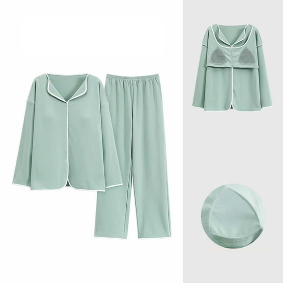 Hot Sale!! Women's Pajama Sets 2 Piece Long Sleeve Button Down Tops and Pants Pj Set V Neck Sleepwear Loungewear Chest with Pocket Women's Petite Pajama Set Petite Length Tunic Top Wide Leg Pants