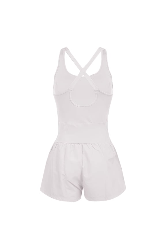 Hot Sale!! Womens Running Onesie Workout Rompers Athletic Romper One Piece Outfits Exercise Jumpsuits Gym Yoga Clothes Summer Slim Fit Sleeveless Spaghetti Strap Hollow Out Backless Jumpsuits