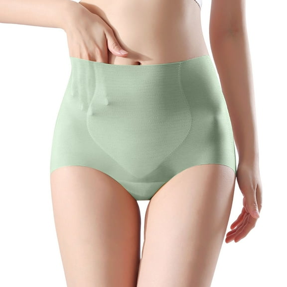 Hot Sale!! Womens Underwear Full Coverage No Show High Waisted Seamless Ladies Panties Women's Silk Protein Bottom Crotch Hip Yoga Thin Underwear Green Xxl