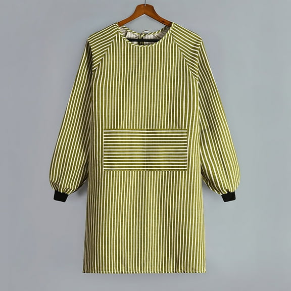 Hot Sale!npkgvia Kitchen Apron,Chef Apron,Long Sleeved Cotton Linen Apron Kitchen Household Overalls Summer Days Adults Cooking Work Work Protective Clothing Overalls Waist,Kitchen Essentials,Green