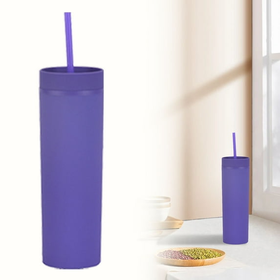 Hot Sale!npkgvia Water Cup,Plastic Cups,16oz Tumbler with Lid And Plastic Water Coffee Tumbler Cup Water Bottle Slim Double Wall Reusable Plastic Tumbler Cups Travel Mug Coffe,Home Essentials,Purple