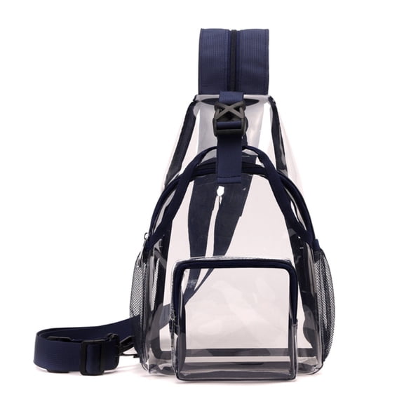 Hot Sales 2-Way Convertible Clear PVC Backpack Sling Bag Transparent Crossbody Chest Bag Adjustable Strap Dual Use See Through Backpack Crossbody Fanny Pack for School Concert Festival Sports Travel