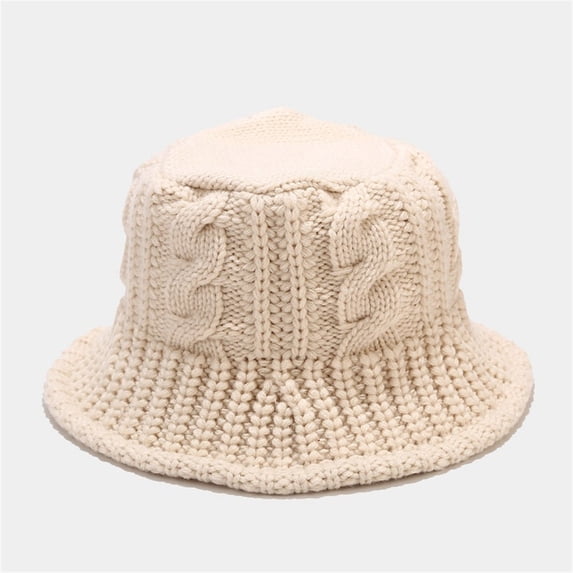 Hot Sales Under $5 Beige Bucket Sun Hats GIJNRIUIUA Women's Knitted Bucket Hat Windproof Handwoven Fisherman's Hat Winter Coarse Yarn Basin Hat Baseball Caps