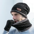 thumbnail image 1 of Hot Sales Under $5 Black Unisex Warm Hat Gloves Kit GIJNRIUIUA Knitted Windproof Fleece Men's Winter Hat Winter Men's Gloves Scarf Hat Three- Warm Hat Knitted Hats, 1 of 4