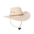 thumbnail image 1 of Hot Sales Under $5 White Western Cowboy Hat GIJNRIUIUA Men's Western Hat with Leather and Metal Embellishments Brown Cowboy Hat for Outdoor and Casual Wear Women's Fedoras, 1 of 2