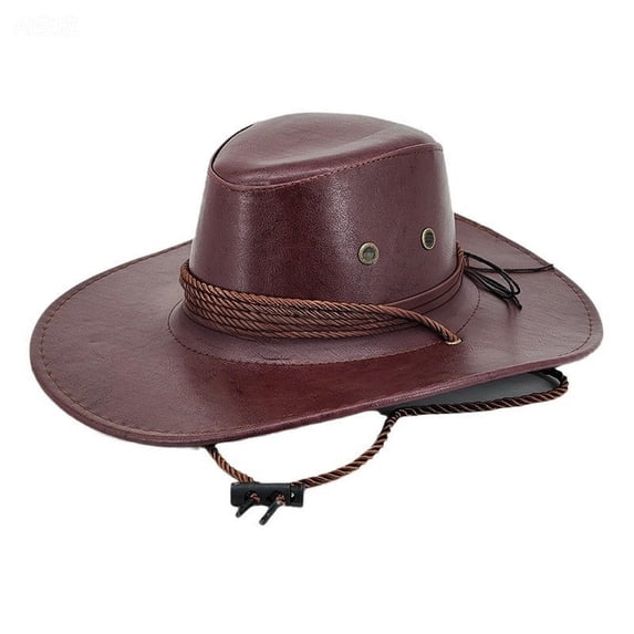 Hot Sales Under $5 Wine Red Beach Straw Hats for Women GIJNRIUIUA Leather Cowboy Hat for Men & Women Wide Brim Western Style Hat with Beaded Baseball Hats