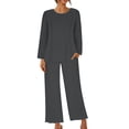 thumbnail image 1 of Hot Sales CNJKEHIUV Under $14 Women's Solid Round Neck Casual Home Wear Two Piece Pajamas Grey L, 1 of 6