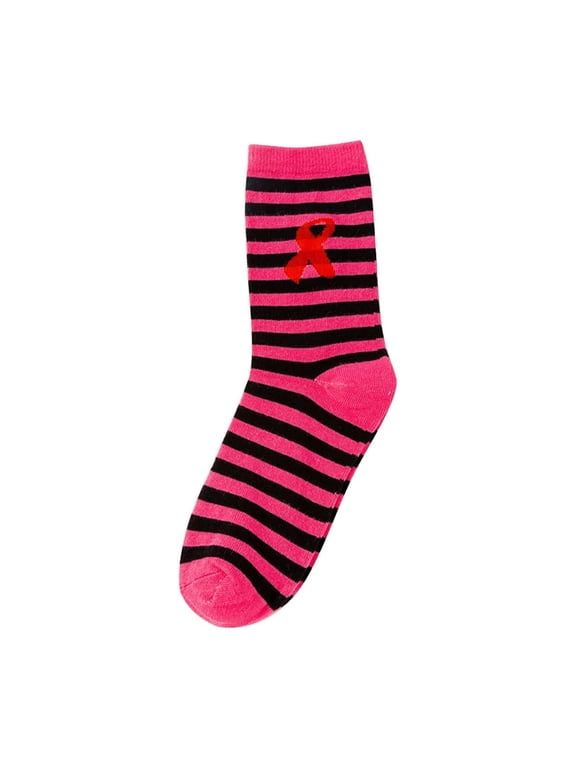 Hot Sales CNJKEHIUV Under $4 Ribbon Soft Ankle Socks for Breast Cancer Awareness Calf Socks Wine Red One Size