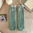 thumbnail image 1 of Hot Sales CNJKEHIUV Under $4 Women's 3D Ear Animal Fuzzy Socks, Fluffy Warm Winter Crew Socks Cute Holiday Gift Green A 1 Pair, 1 of 4