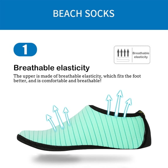 Hot Sales CNJKEHIUV Under $6 Unisex Barefoot Water Socks, Quick Dry Anti-Slip Aqua Socks for Beach Yoga Swim Green L 1 Pair