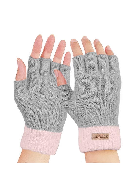 Hot Sales Cold Weather Fingerless Gloves GIJNRIUIUA Under $4 Winter Fingerless Gloves Warm Knit Half Fingers Mittens Thermal Fingerless Gloves Ladies Half Fingers for Running Sking Gloves & Mittens