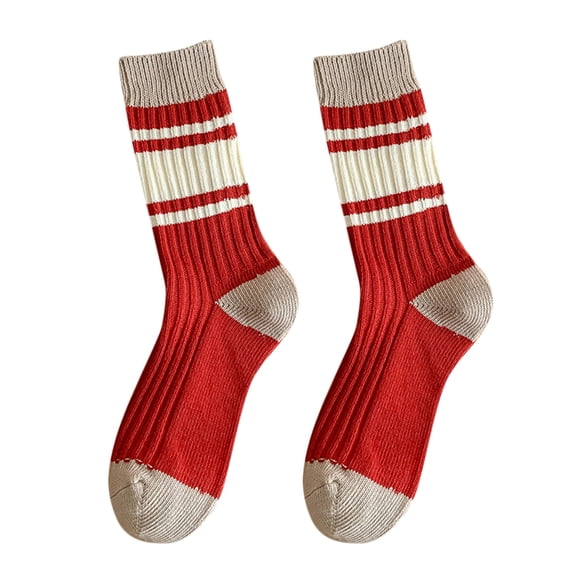 Hot Sales Crew Socks for Women Under $2 GIJNRIUIUA Multicolor Crew Socks Winter Red Socks Women Autumn and Winter Cotton Thick Line Socks Striped All Warm Pile Stockings Slipper Socks
