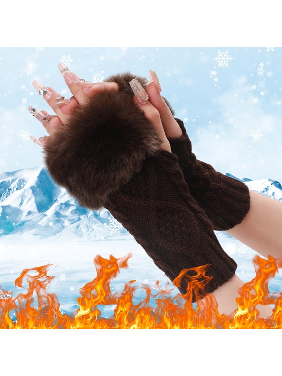Hot Sales Fingerless Gloves for Women GIJNRIUIUA Under $4 Winter Gloves for Women Warm Glove Windproof Elastic Texting Black Gloves Thermal Gloves Christmas Gift Brown Gloves & Mittens