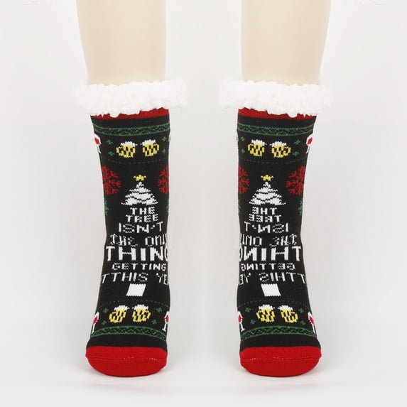 Hot Sales Fuzzy Cuffs Socks Under $5 GIJNRIUIUA Blackish Green Crew Socks Winter Winter Christmas Anti Fleece Thickened Lamb Socks Slippers Socks Ankle Socks