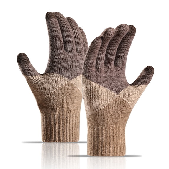 Hot Sales Gloves for Women GIJNRIUIUA Under $4 Winter Women Keep Warm Touching Screen Knit Gloves Elastic Cuff Soft Full Finger Gloves Mitten Brown Gloves & Mittens