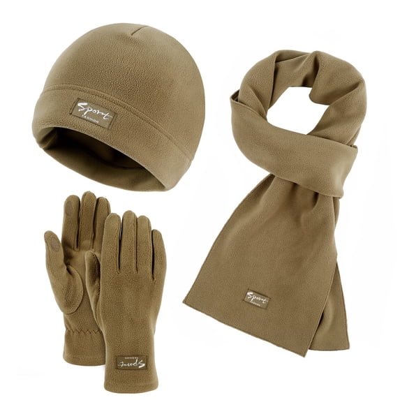 Hot Sales Hat, Scarf & Glove Sets for Women Men GIJNRIUIUA Under $15 Women&Men Autumn Winter Warm Cute Hat Scarf Gloves Three Pieces Winter Snow Knit Cap Screen Mittens Scarves Sets Brown